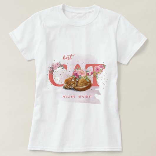 Beste kat-mam ooit slaperig Kitten Happy Moederdag T-shirt (Design voorkant)