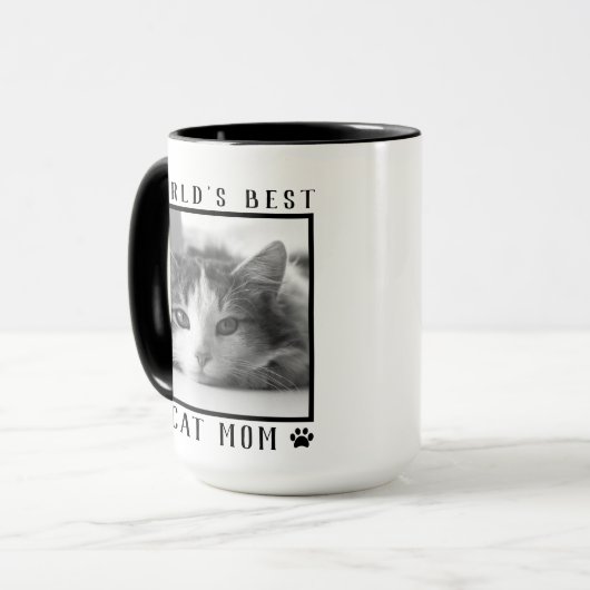 Beste kat mam ter wereld schildert zwarte witte fo mok (Voorkant links)