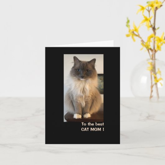 Beste kat mam voor Moederdag Kaart (Gele Bloem)