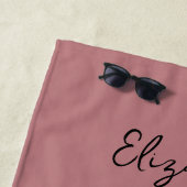 Beste kat moeder 2 foto naam roze groen strandlaken (In situ)