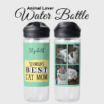 Beste kat moeder 4 foto naam groen geel waterfles<br><div class="desc">Op zoek naar het perfecte cadeau voor 's werelds beste kattenmoeder? Deze aanpasbare waterfles is een pawsome keuze! Met speelse katachtige design is het de ideale manier voor elk dierenvriend om gehydrateerd te blijven terwijl ze pronken met hun kat. Verwissel de vier foto's met je favoriete snapshots van haar harige...</div>