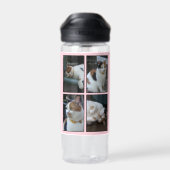 Beste kat moeder 4 foto naam roze grijs waterfles (Achterkant)