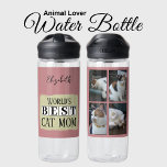 Beste kat moeder 4 foto naam roze groen waterfles<br><div class="desc">Op zoek naar het perfecte cadeau voor 's werelds beste kattenmoeder? Deze aanpasbare waterfles is een pawsome keuze! Met speelse katachtige design is het de ideale manier voor elk dierenvriend om gehydrateerd te blijven terwijl ze pronken met hun kat. Verwissel de vier foto's met je favoriete snapshots van haar harige...</div>