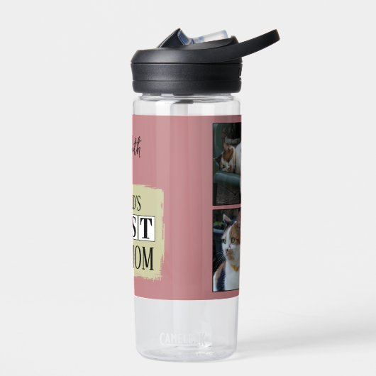 Beste kat moeder 4 foto naam roze groen waterfles (Links)