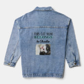 Beste kat moeder foto toevoegen naam blauw denim jacket (Achterkant)