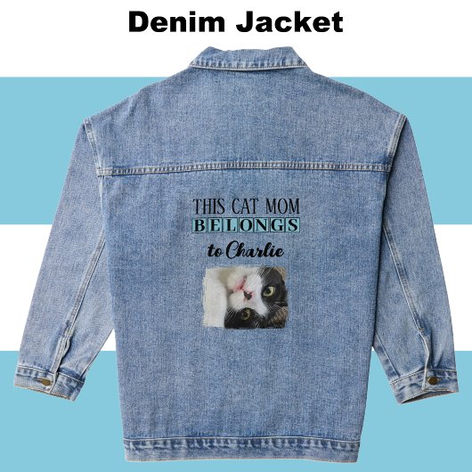Beste kat moeder foto toevoegen naam blauw denim jacket