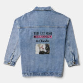 Beste kat moeder foto toevoegen naam roze denim jacket (Achterkant)