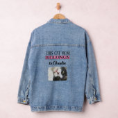 Beste kat moeder foto toevoegen naam roze denim jacket (Hangar)