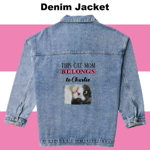 Beste kat moeder foto toevoegen naam roze denim jacket