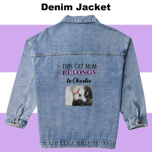 Beste kat moeder foto voeg naam paarse toe denim jacket