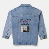 Beste kat moeder foto voeg naam paarse toe denim jacket (Achterkant)