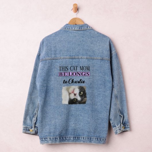 Beste kat moeder foto voeg naam paarse toe denim jacket (Hangar)