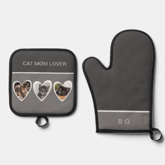 Beste kat moeder liefhebber & 3 kat foto ovenwant & pannenlap set