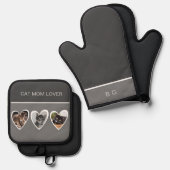 Beste kat moeder liefhebber & 3 kat foto ovenwant & pannenlap set (Voorkant / Achterkant)