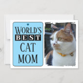 Beste kat moeder of vader foto blauwe magnetische magnetische uitnodiging (Voorkant)