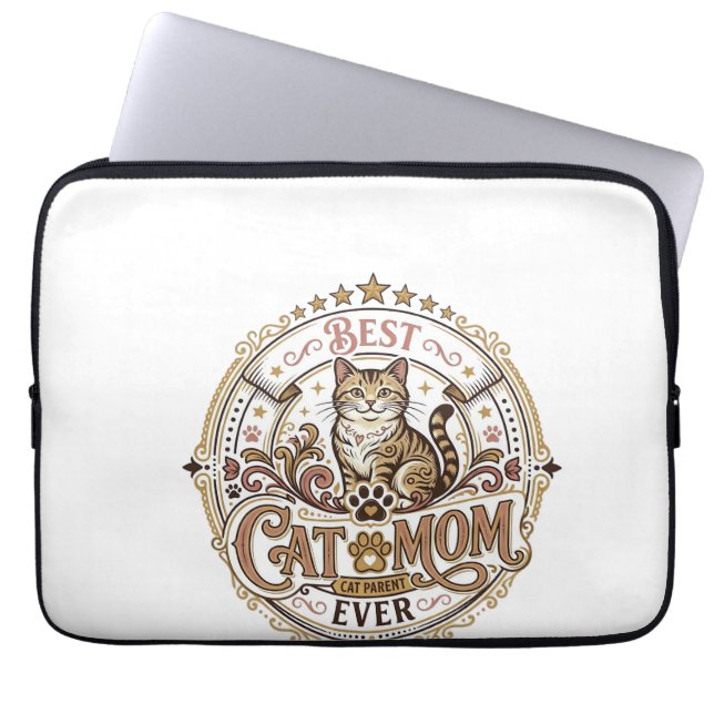 Beste Kat Moeder Ooit Kat Moeder Vader Ouder Vinta Laptop Sleeve (Voorkant)