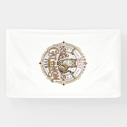 Beste Kat Moeder Ooit Kat Moeder Vader Ouder Vinta Spandoek (Horizontaal)