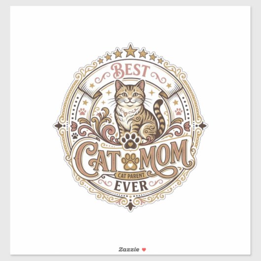 Beste Kat Moeder Ooit Kat Moeder Vader Ouder Vinta Sticker (Vel)