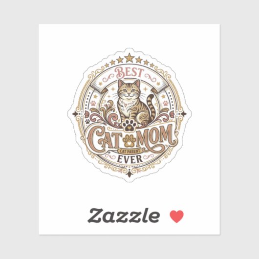 Beste Kat Moeder Ooit Kat Moeder Vader Ouder Vinta Sticker (Vel)