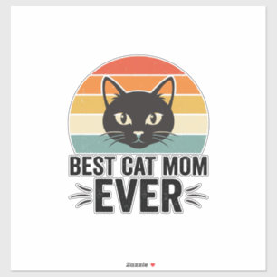 Beste Kat Moeder Ooit Retro Kat Gezicht Vintage De Sticker