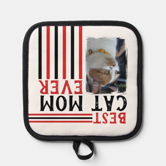 Beste kat moeder ooit toevoegen foto rood pannenlap (Voorkant)