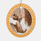 Beste Kat Moeder Patten op Gele Huisdier Naam & Fo Keramisch Ornament (Links)