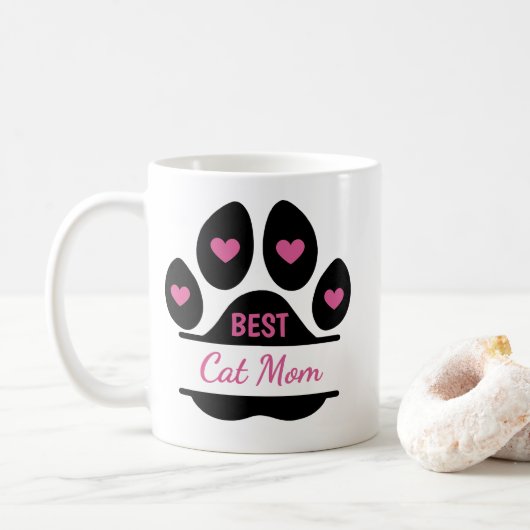 Beste Kat Moeder Pootafdruk Koffiemok (Met donut)