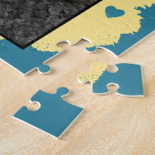 Beste kat moeder voeg foto blauw geel toe legpuzzel (Zijkant)
