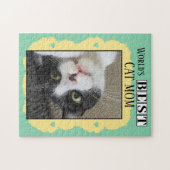Beste kat moeder voeg foto groen geel toe legpuzzel (Horizontaal)
