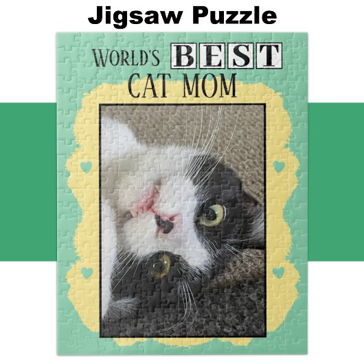 Beste kat moeder voeg foto groen geel toe legpuzzel