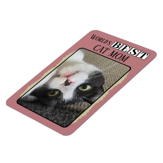 Beste kat moeder voeg foto roze groen toe magneet (Linkerzijde)