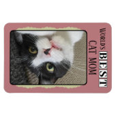 Beste kat moeder voeg foto roze groen toe magneet (Horizontaal)