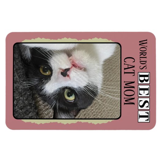 Beste kat moeder voeg foto roze groen toe magneet (Horizontaal)