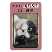 Beste kat moeder voeg foto roze groen toe magneet (Verticaal)