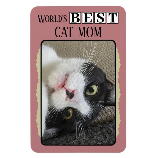 Beste kat moeder voeg foto roze groen toe magneet (Verticaal)