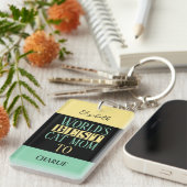 Beste kat moeder voeg naam toe foto geel groen sleutelhanger (Voorkant Rechts)