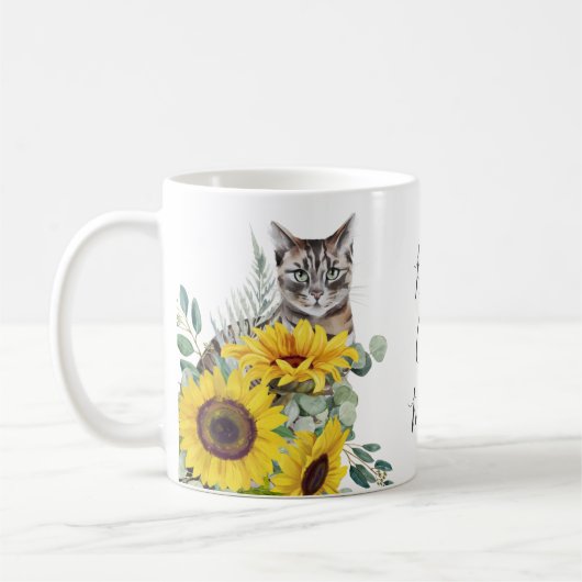 Beste Kat Moeder Zonnebloem Bloem Koffiemok (Links)