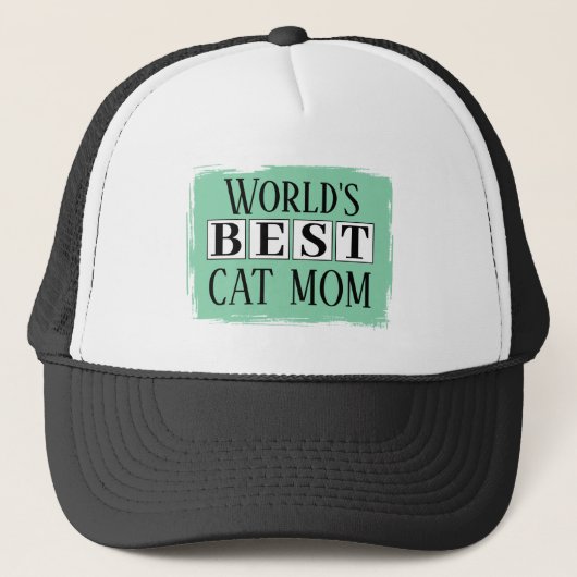 Beste kat moeder zwart groen trucker pet (Voorkant)