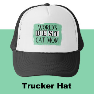 Beste kat moeder zwart groen trucker pet