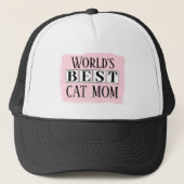 Beste kat moeder zwart roze trucker pet (Voorkant)