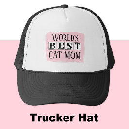 Beste kat moeder zwart roze trucker pet