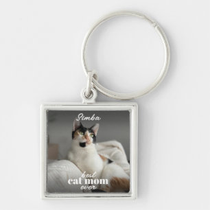 Beste kat mum ooit moderne aangepaste huisdier fot sleutelhanger
