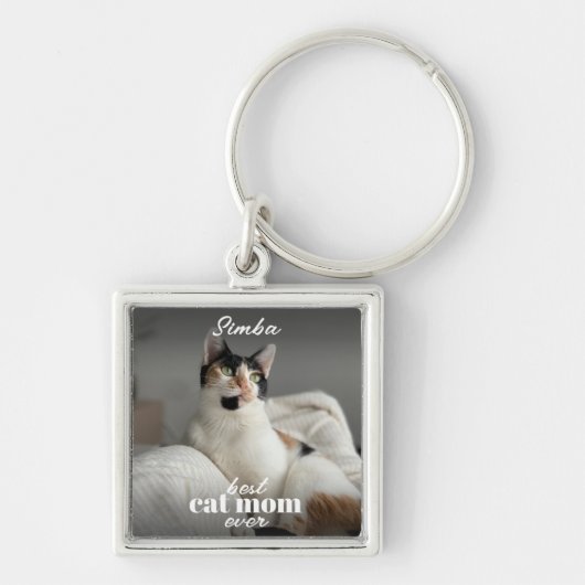 Beste kat mum ooit moderne aangepaste huisdier fot sleutelhanger (Voorkant)