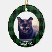 Beste Kat Ooit Aangepaste Naam Groene Kerstmis Keramisch Ornament (Links)
