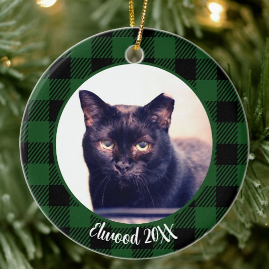 Beste Kat Ooit Aangepaste Naam Groene Kerstmis Keramisch Ornament