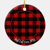 Beste Kat Ooit Aangepaste Naam Kerstmis Pet Gift Keramisch Ornament (Achterkant)