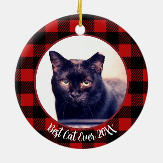 Beste Kat Ooit Aangepaste Naam Kerstmis Pet Gift Keramisch Ornament (Achterkant)