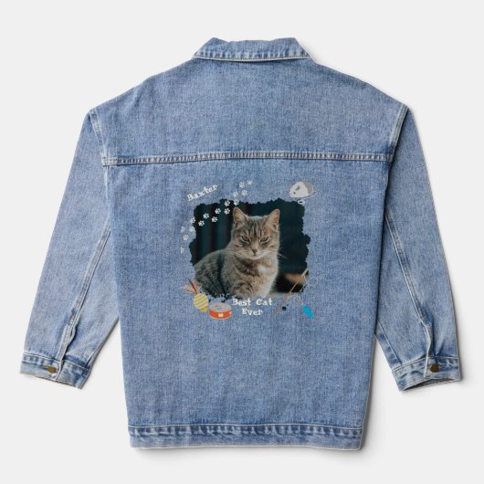 Beste kat ooit foto denim jas denim jacket (Achterkant)