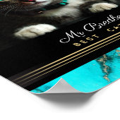 Beste kat ooit foto sjabloon Teal abstract Poster (Hoek)