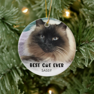 BESTE KAT Ooit Foto Witte Overlay Gepersonaliseerd Keramisch Ornament